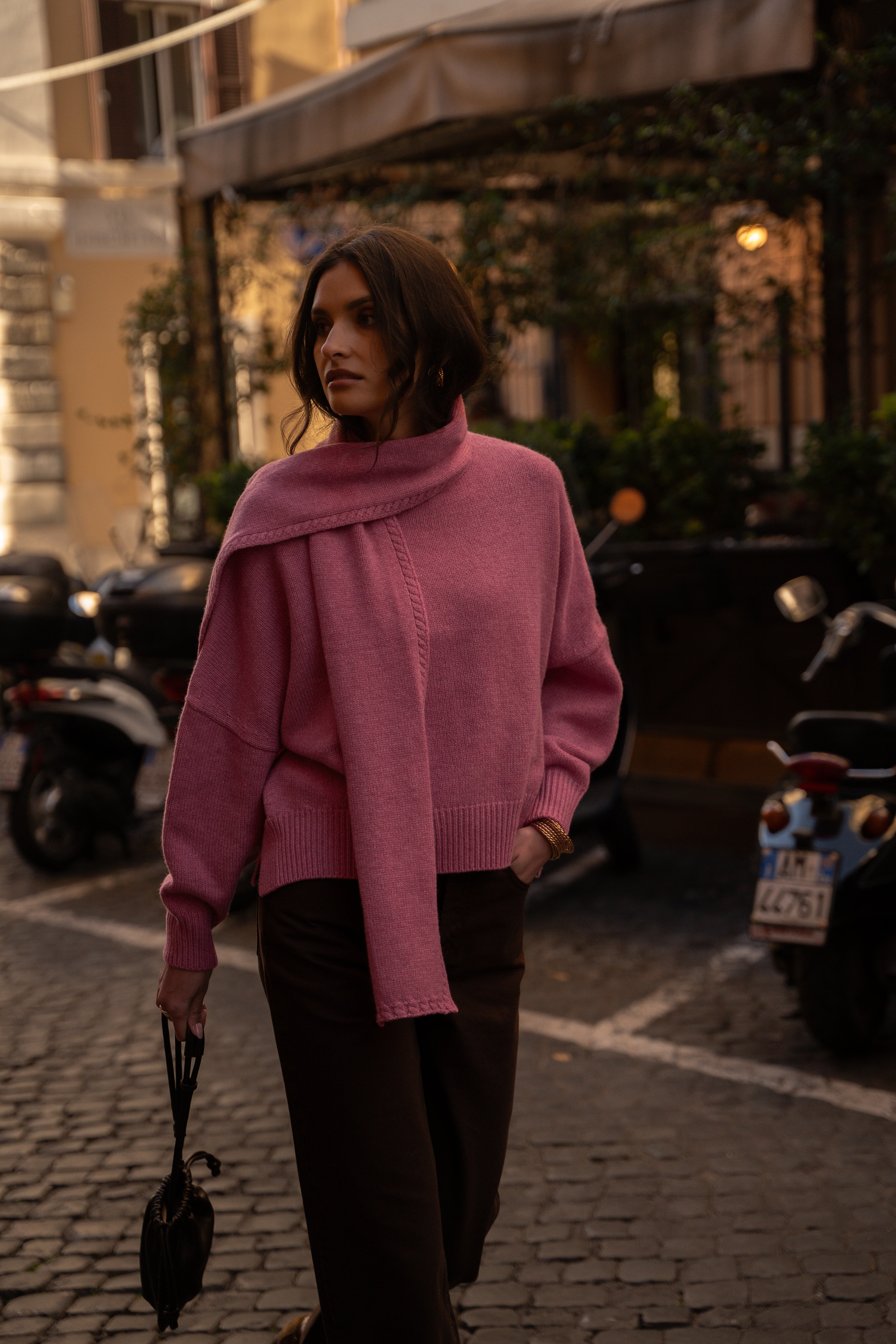 Adaël mottled orchid scarf sweater – Maison Stella & Suzie