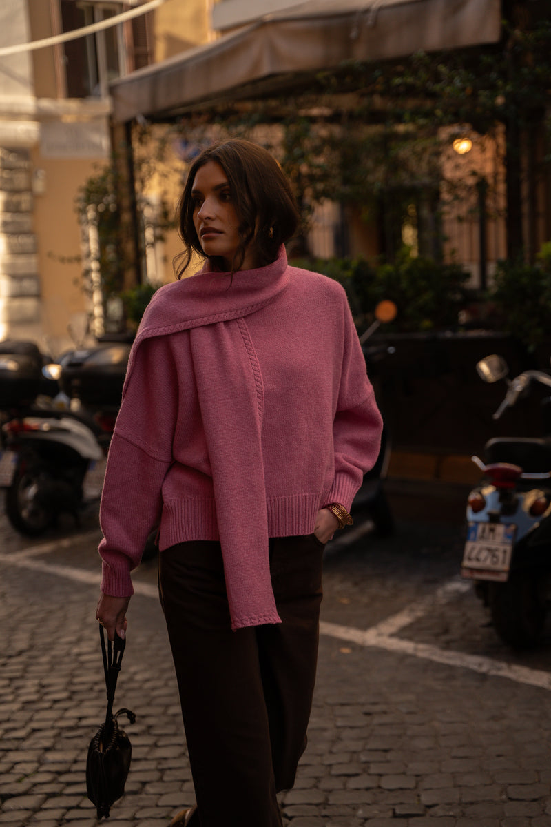 Adaël mottled orchid scarf sweater
