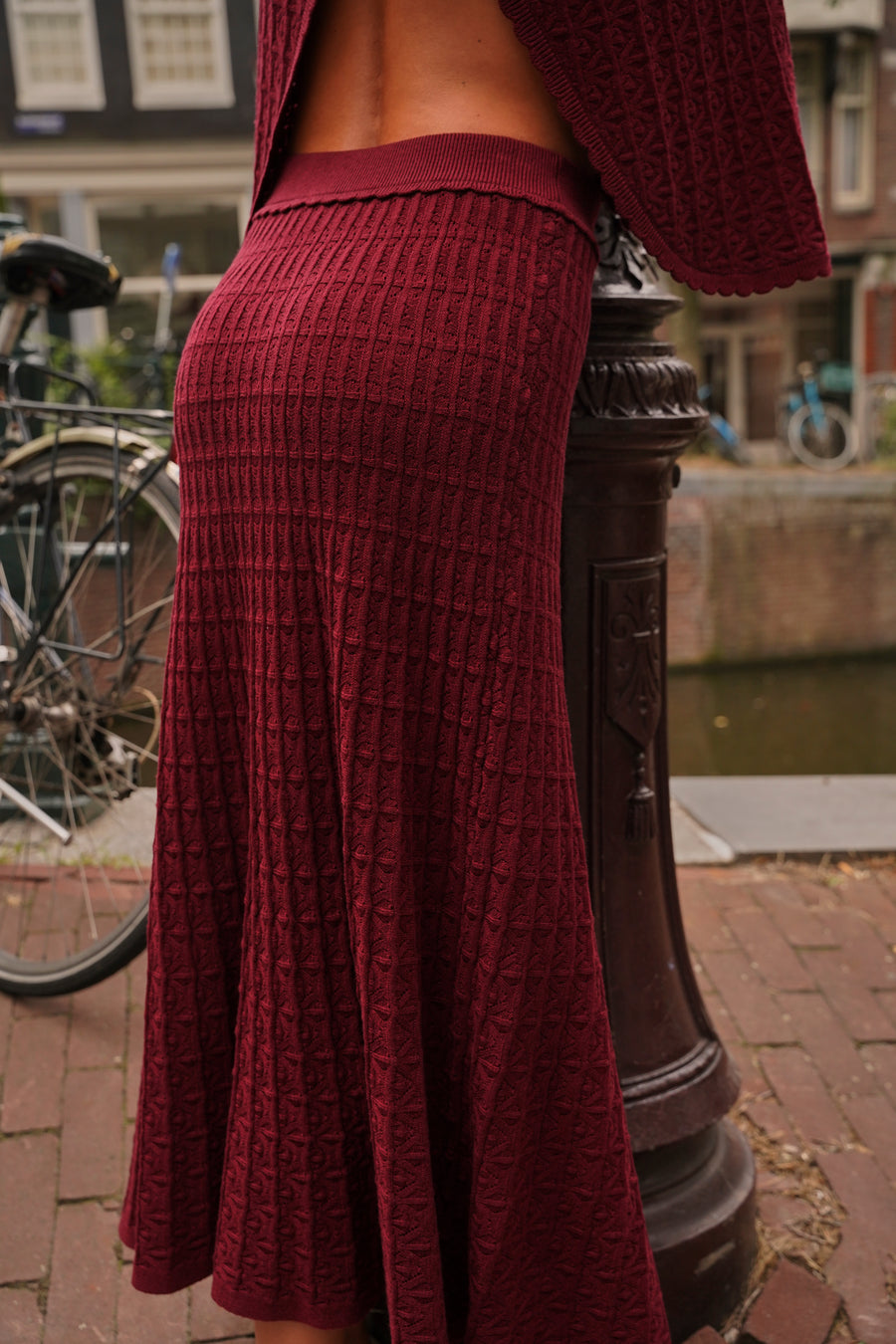 Nivia burgundy pointelle skirt