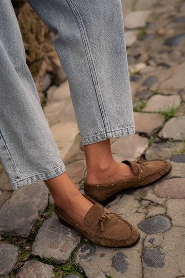 Damiano moccasins, tobacco color