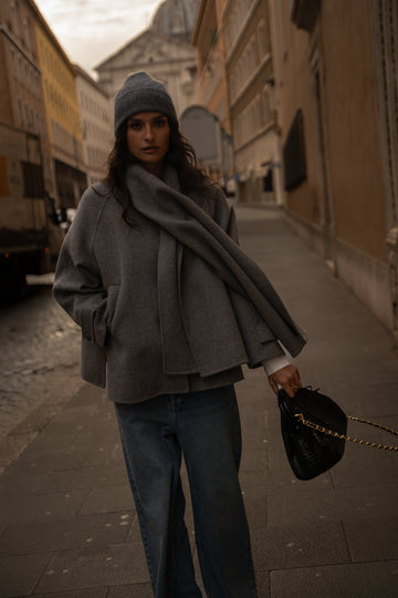 Gael heather grey scarf coat