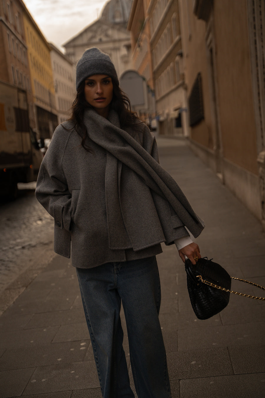 Gael heather grey scarf coat