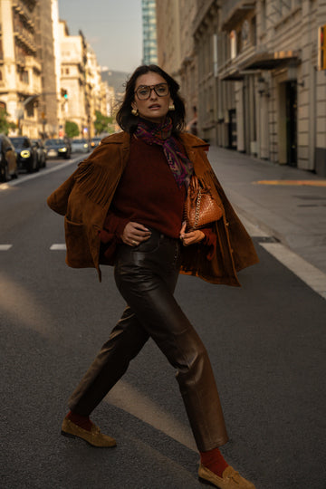 Pantalon en cuir Roger marron