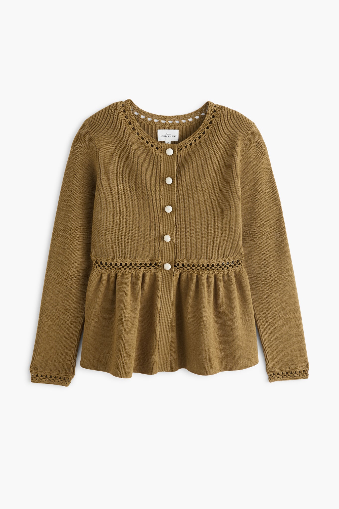 Arlone Peplum Knit Cardigan Caramel – Maison Stella & Suzie