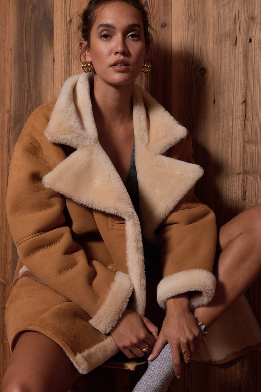 Camel Mael Shearling