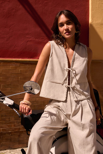 Gilet Miguel beige linen