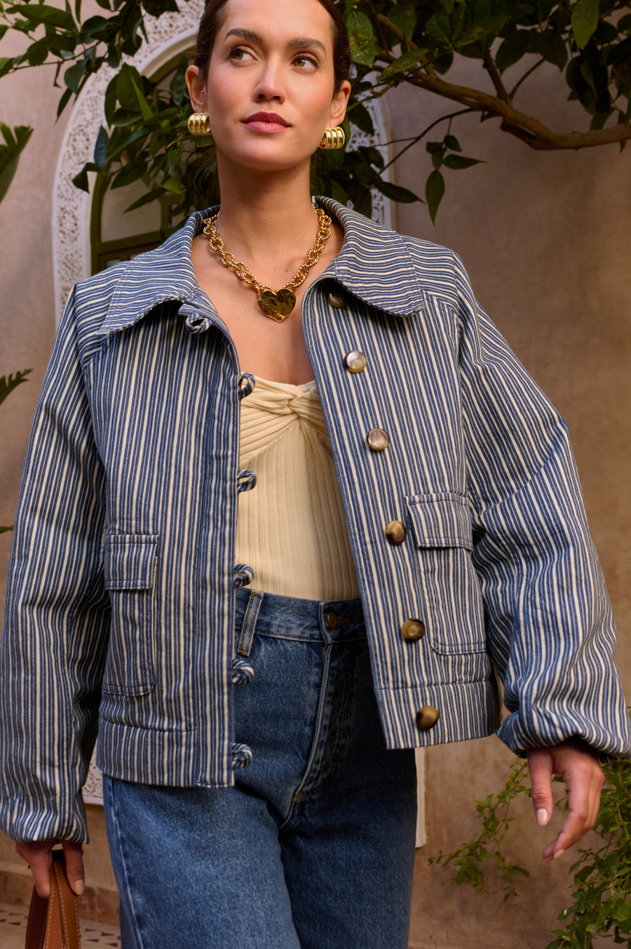 Veste Diona denim rayé