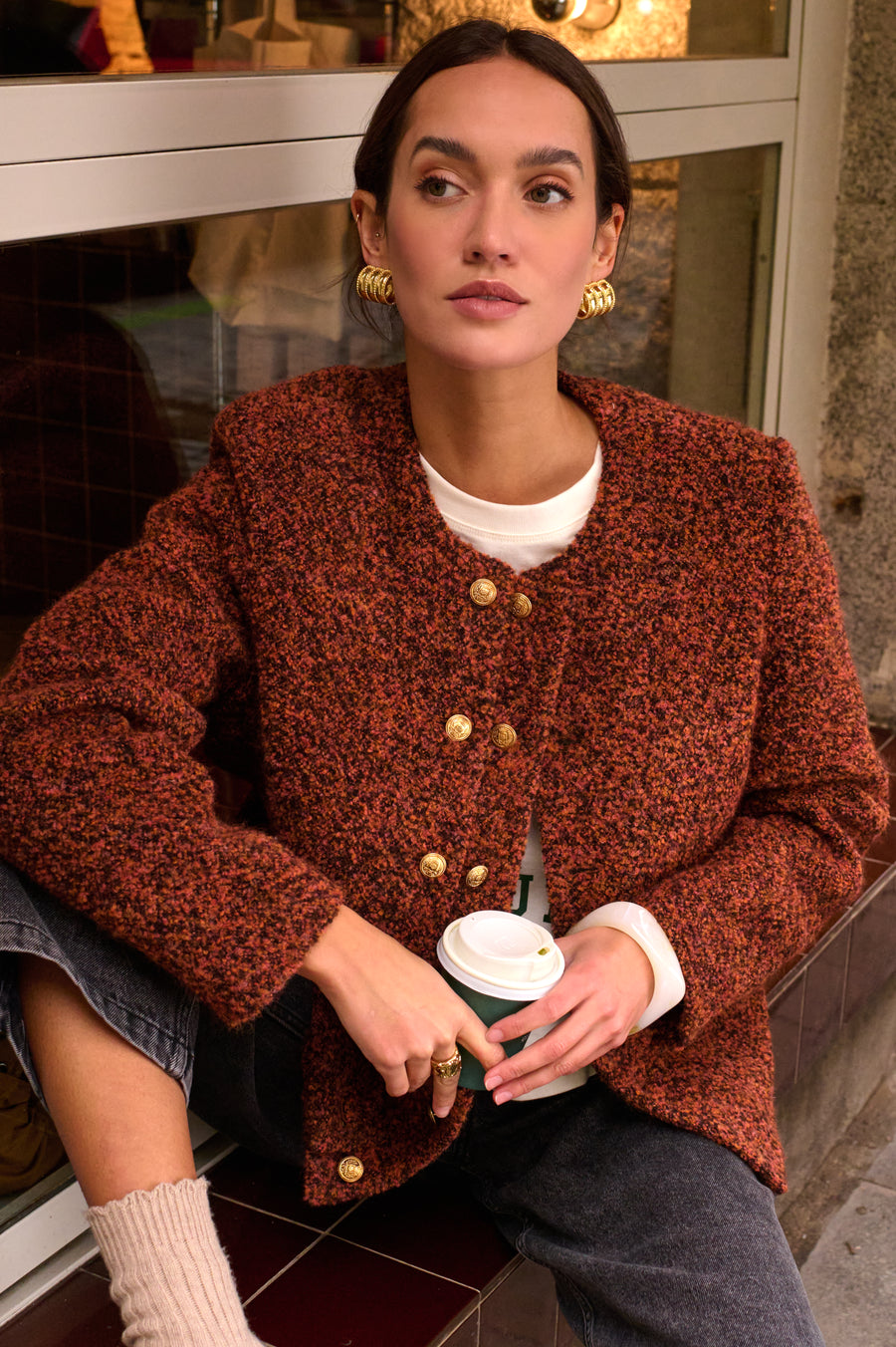 Frederique brown bouclette jacket
