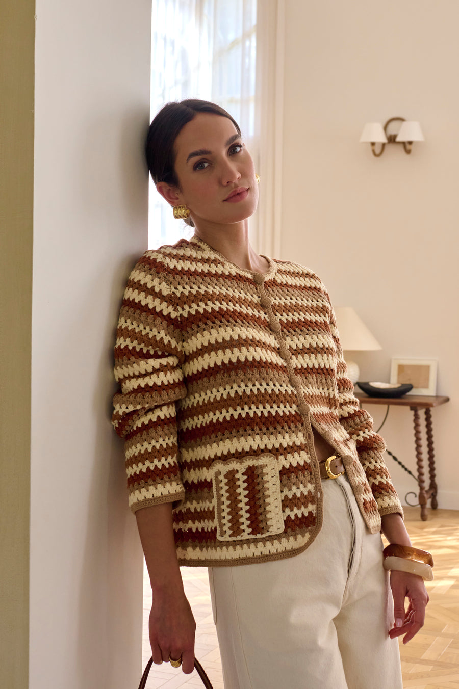 Hermance multicolor camel cardigan