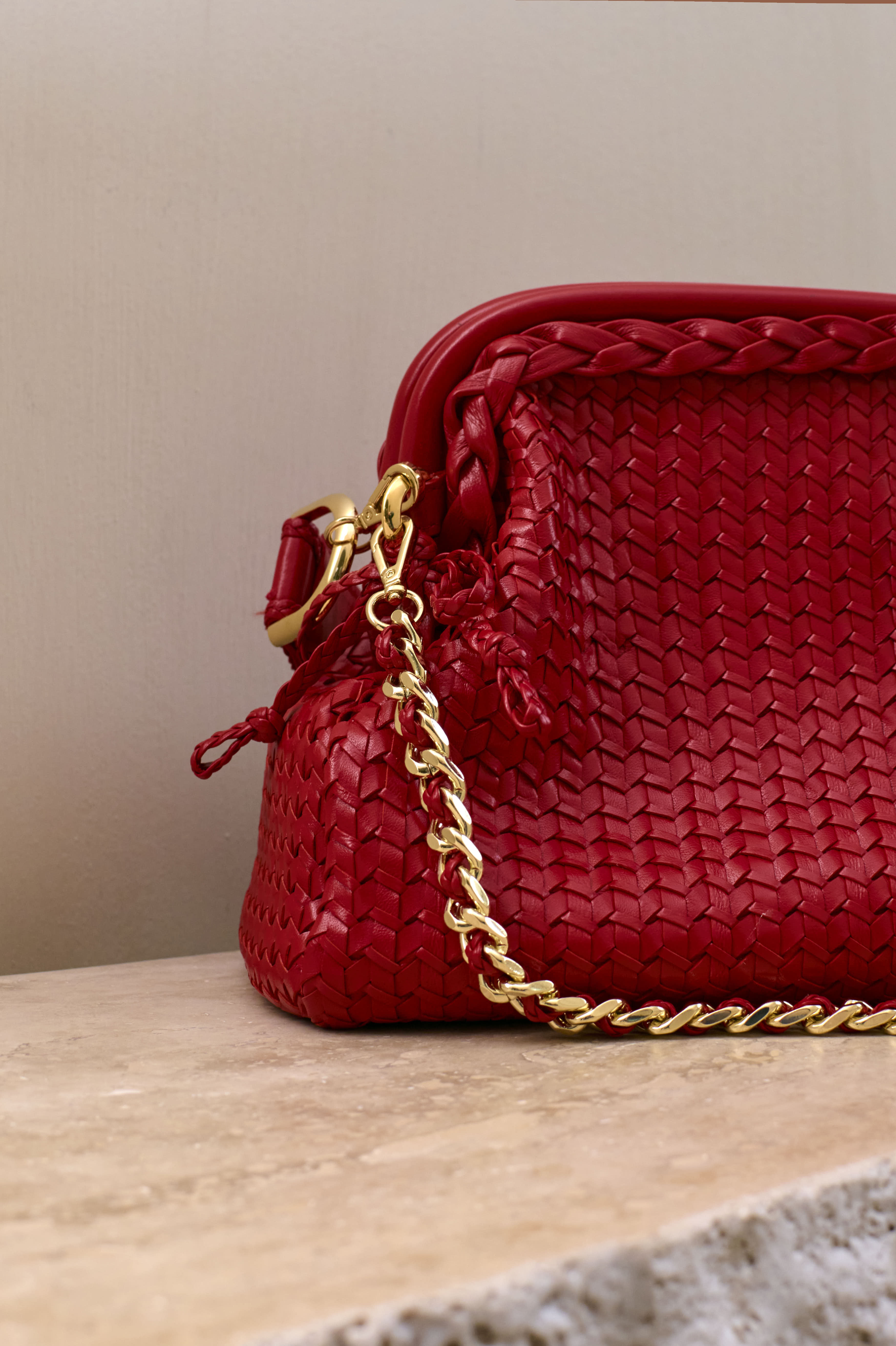 Cellineta red woven leather bag – Maison Stella & Suzie