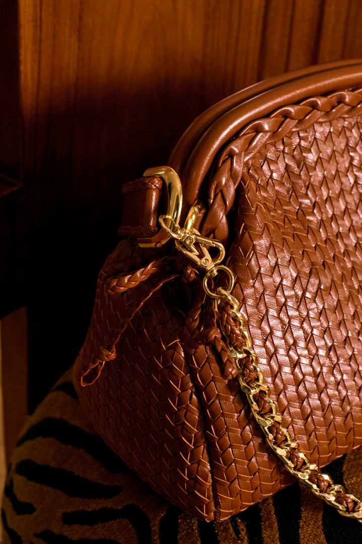 Sac cuir tressé Cellineta camel – Maison Stella Suzie