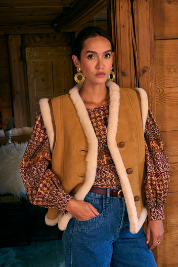 Sleeveless Camel Uriel Shearling 