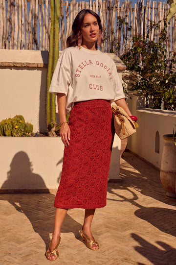Noaline Falda macramé terracota