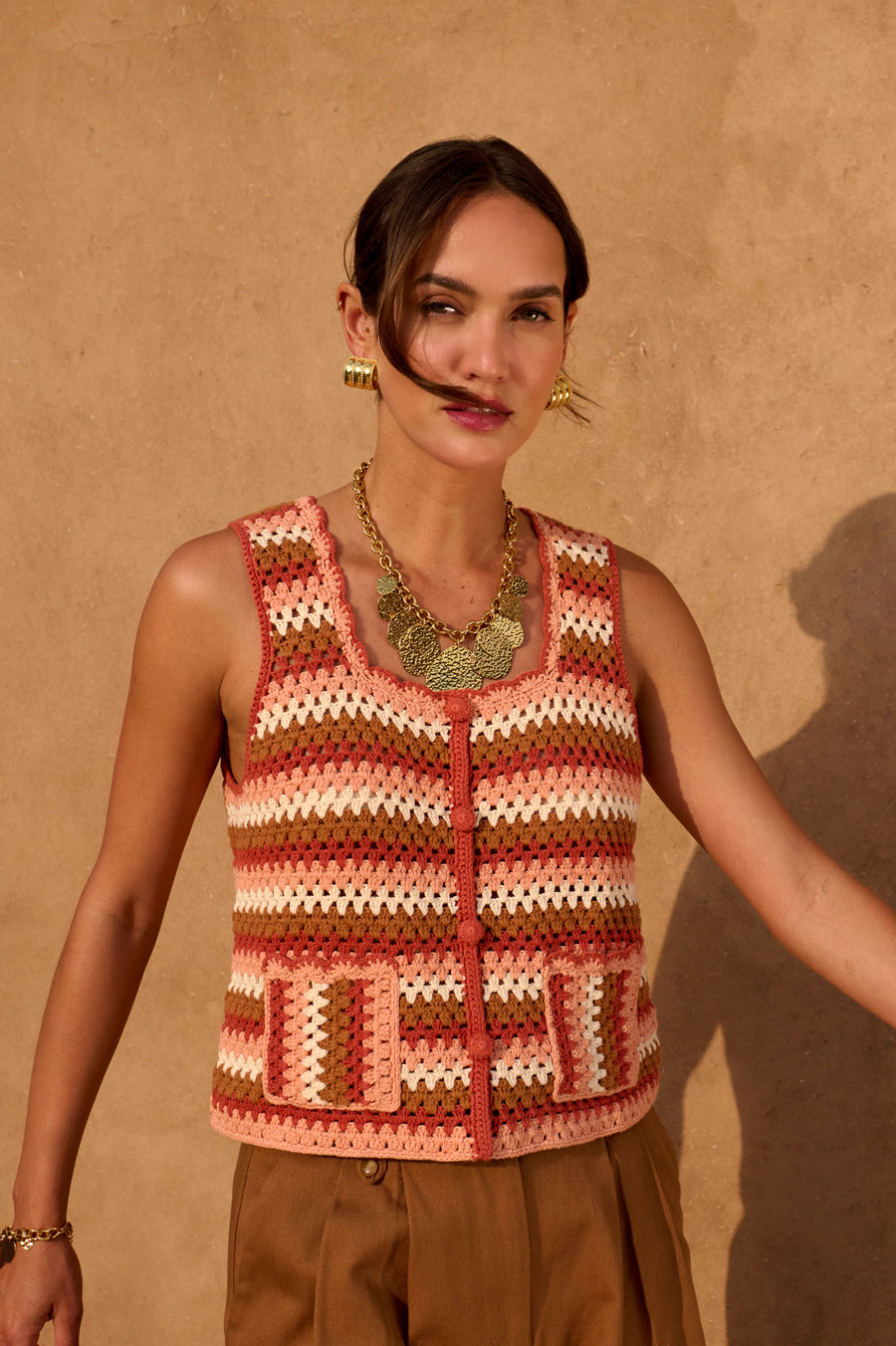 Gilet Molly macramé terracotta